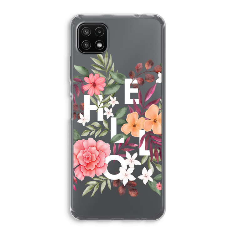 Hello in flowers: Samsung Galaxy A22 5G Transparant Hoesje