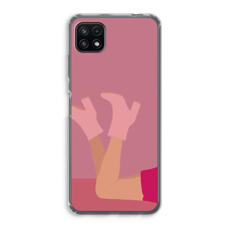 Pink boots: Samsung Galaxy A22 5G Transparant Hoesje