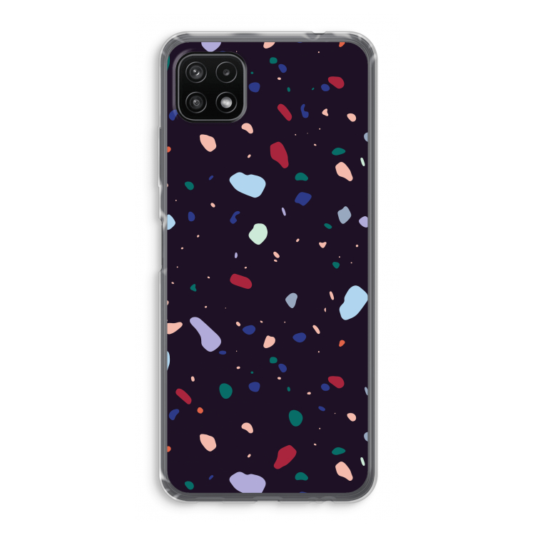 Dark Rounded Terrazzo: Samsung Galaxy A22 5G Transparant Hoesje