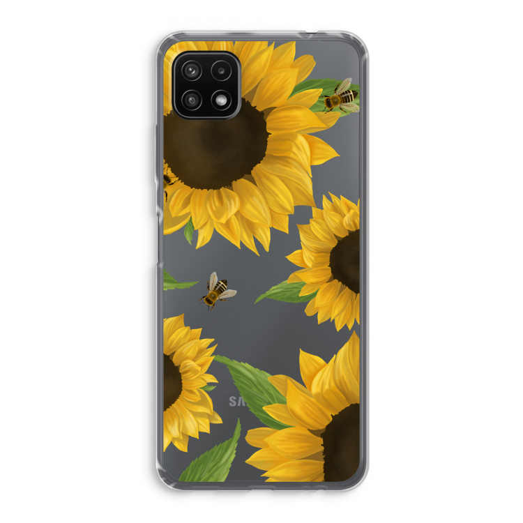 Sunflower and bees: Samsung Galaxy A22 5G Transparant Hoesje