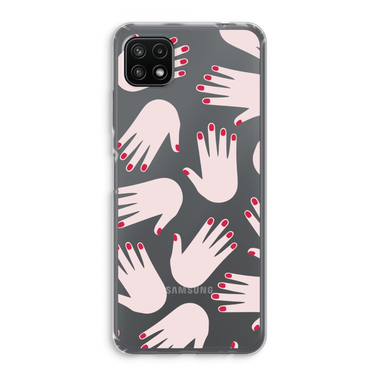 Hands pink: Samsung Galaxy A22 5G Transparant Hoesje