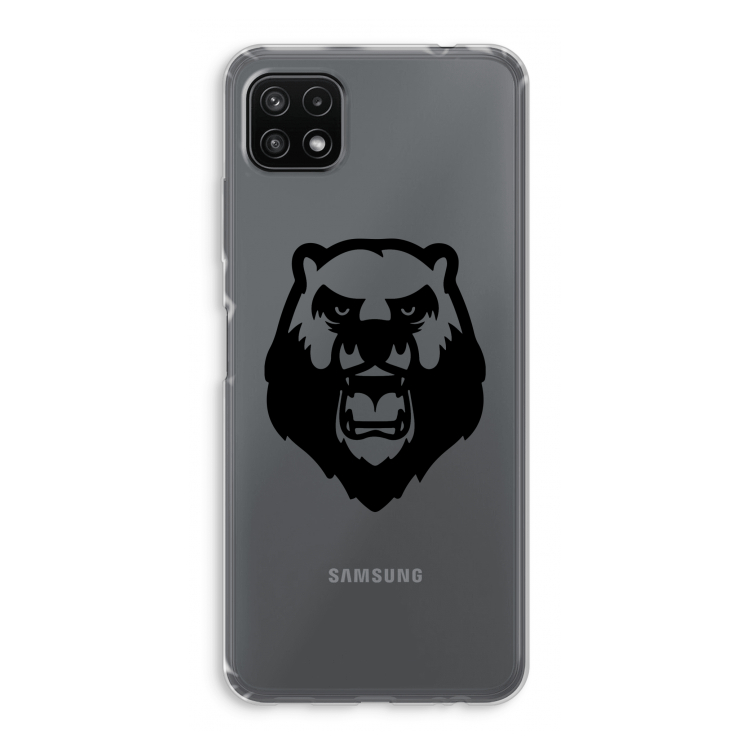 Angry Bear (black): Samsung Galaxy A22 5G Transparant Hoesje