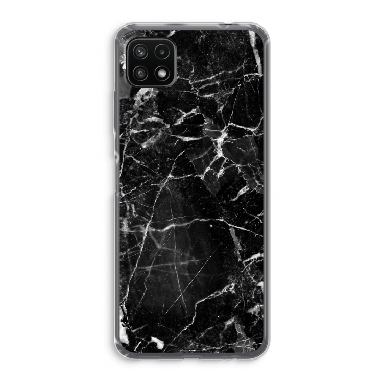 Zwart Marmer 2: Samsung Galaxy A22 5G Transparant Hoesje