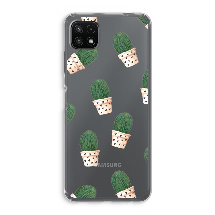 Cactusprint roze: Samsung Galaxy A22 5G Transparant Hoesje