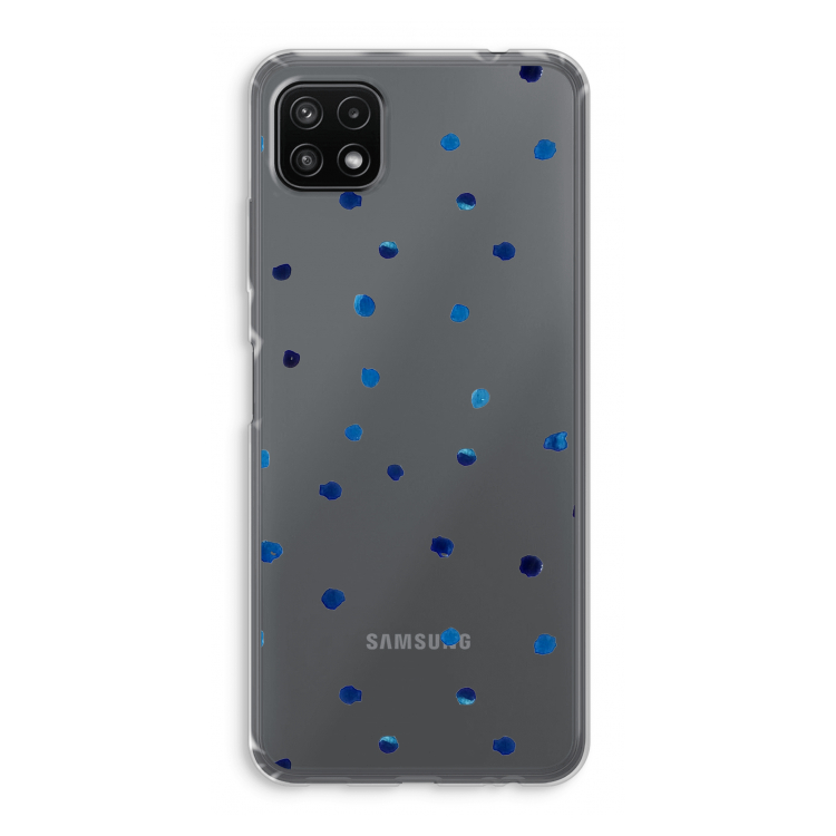 Blauwe stippen: Samsung Galaxy A22 5G Transparant Hoesje