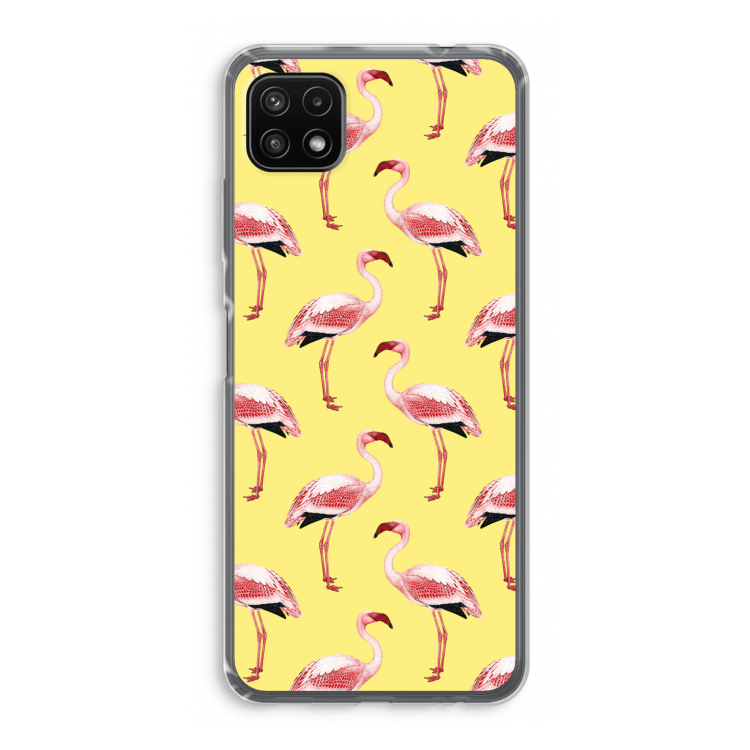 Flamingo's geel: Samsung Galaxy A22 5G Transparant Hoesje