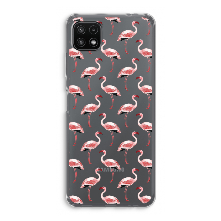 Flamingoprint groen: Samsung Galaxy A22 5G Transparant Hoesje
