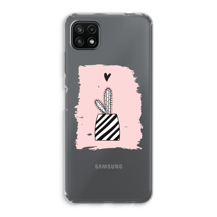 Zwart-wit cactus: Samsung Galaxy A22 5G Transparant Hoesje