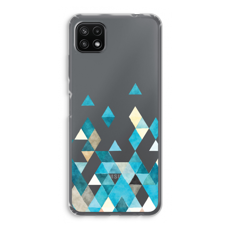 Gekleurde driehoekjes blauw: Samsung Galaxy A22 5G Transparant Hoesje