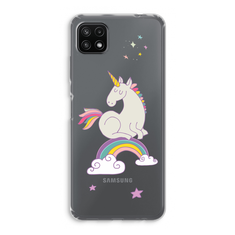 Regenboog eenhoorn: Samsung Galaxy A22 5G Transparant Hoesje