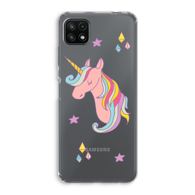 Roze eenhoorn: Samsung Galaxy A22 5G Transparant Hoesje
