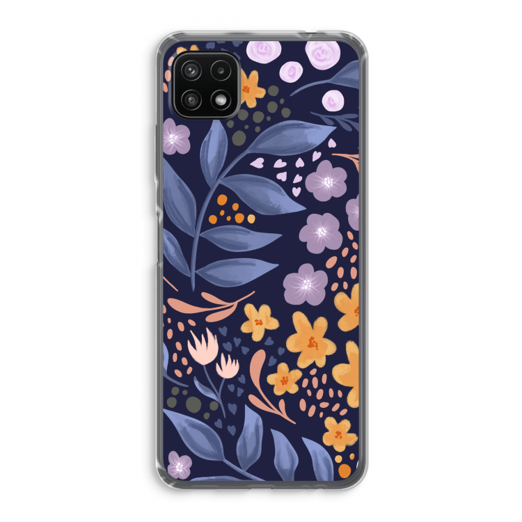 Flowers with blue leaves: Samsung Galaxy A22 5G Transparant Hoesje