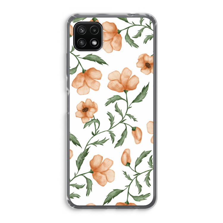 Peachy flowers: Samsung Galaxy A22 5G Transparant Hoesje