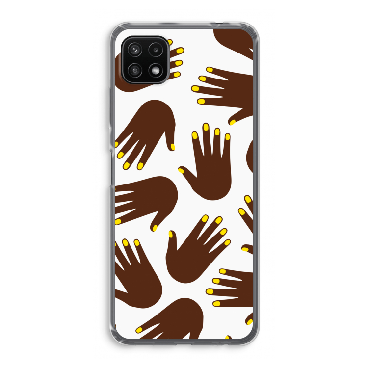 Hands dark: Samsung Galaxy A22 5G Transparant Hoesje