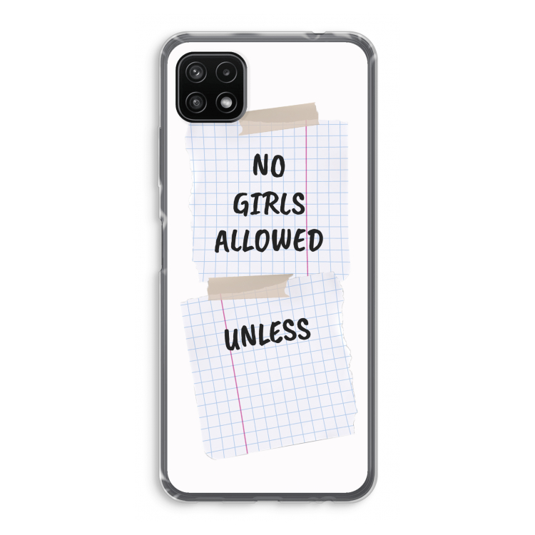 No Girls Allowed Unless: Samsung Galaxy A22 5G Transparant Hoesje
