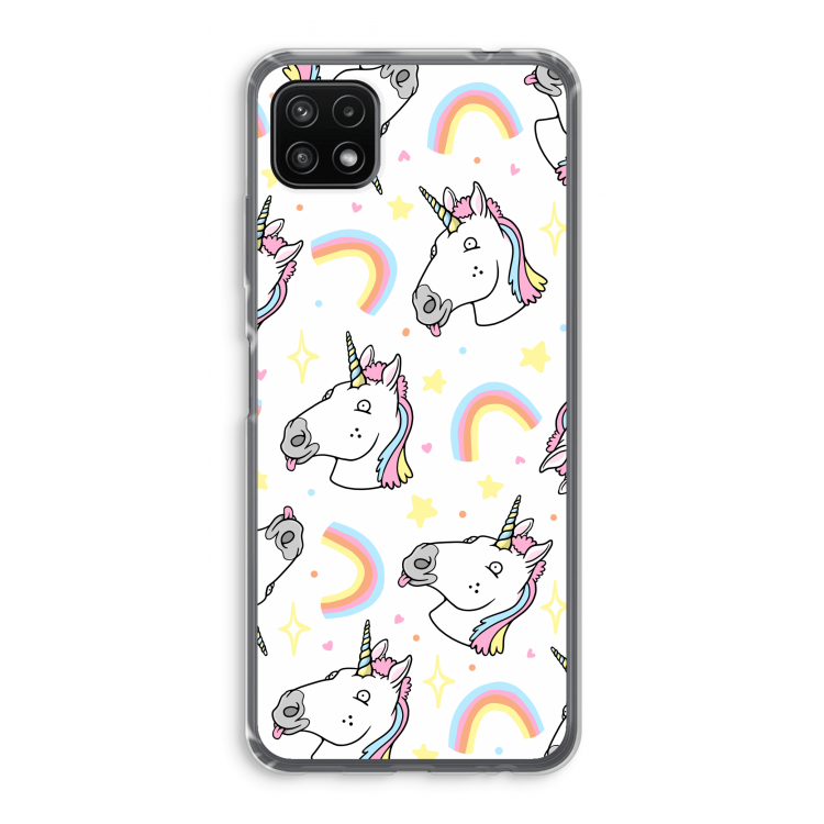 Rainbow Unicorn: Samsung Galaxy A22 5G Transparant Hoesje
