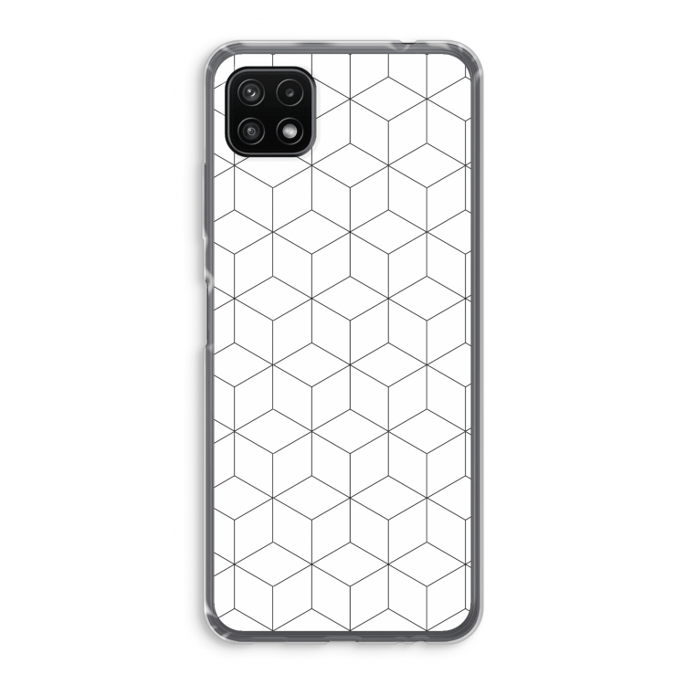 Zwart-witte kubussen: Samsung Galaxy A22 5G Transparant Hoesje