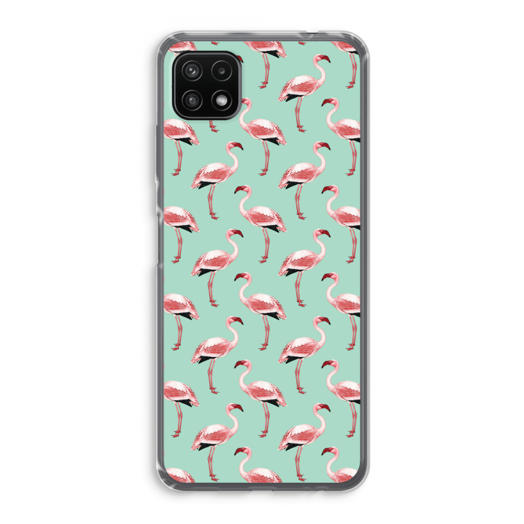 Flamingoprint groen: Samsung Galaxy A22 5G Transparant Hoesje