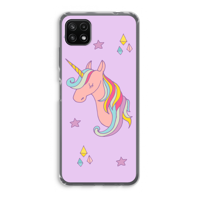 Roze eenhoorn: Samsung Galaxy A22 5G Transparant Hoesje