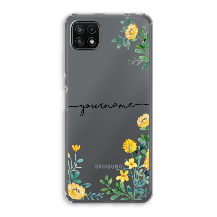 Gele bloemen: Samsung Galaxy A22 5G Transparant Hoesje