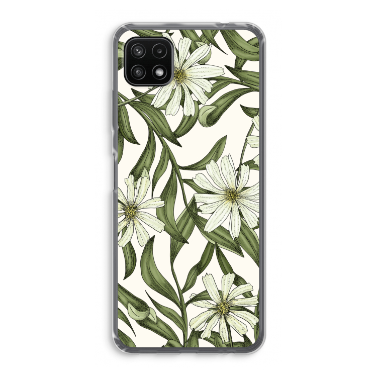 Wit bloemenpatroon: Samsung Galaxy A22 5G Transparant Hoesje