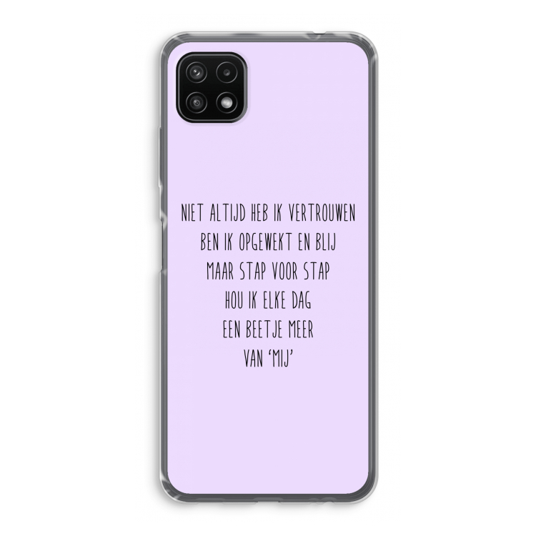 Zelfvertrouwen: Samsung Galaxy A22 5G Transparant Hoesje