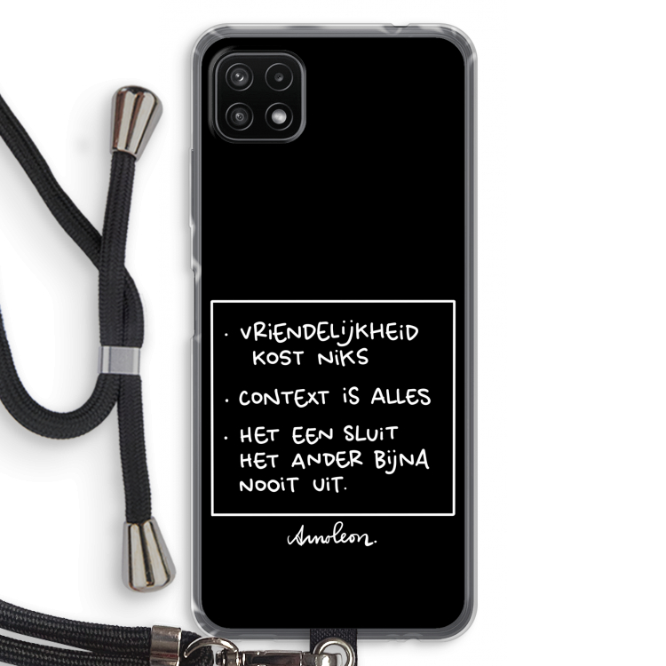 Mijn Motto's: Samsung Galaxy A22 5G Transparant Hoesje met koord