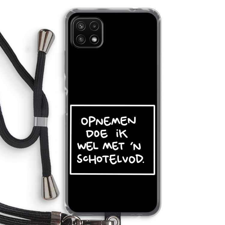 Schotelvod: Samsung Galaxy A22 5G Transparant Hoesje met koord