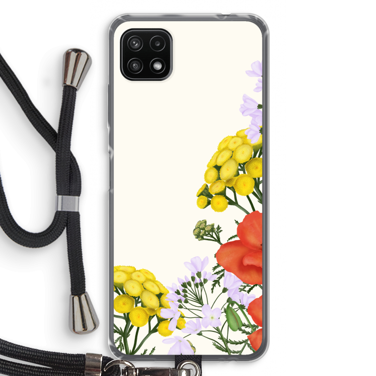 Wilde bloemen: Samsung Galaxy A22 5G Transparant Hoesje met koord