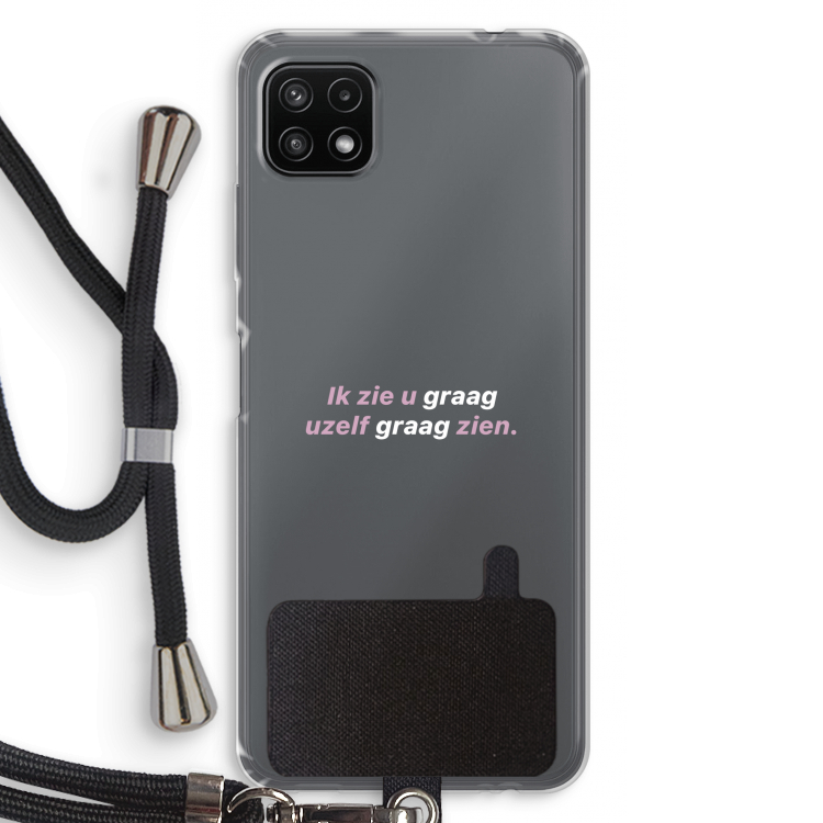 uzelf graag zien: Samsung Galaxy A22 5G Transparant Hoesje met koord
