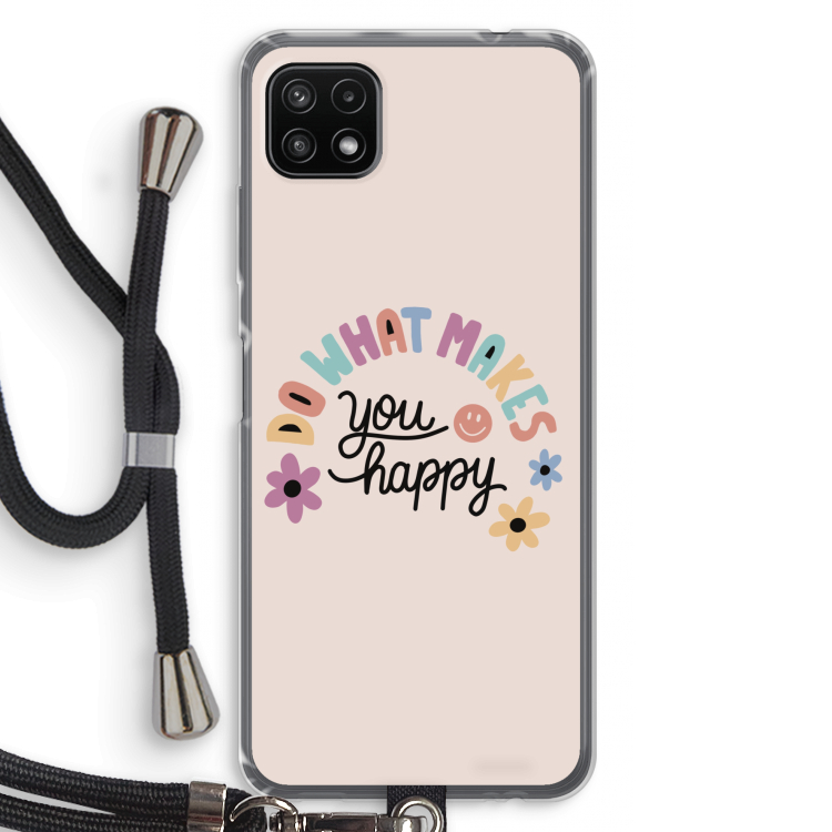 Happy days: Samsung Galaxy A22 5G Transparant Hoesje met koord