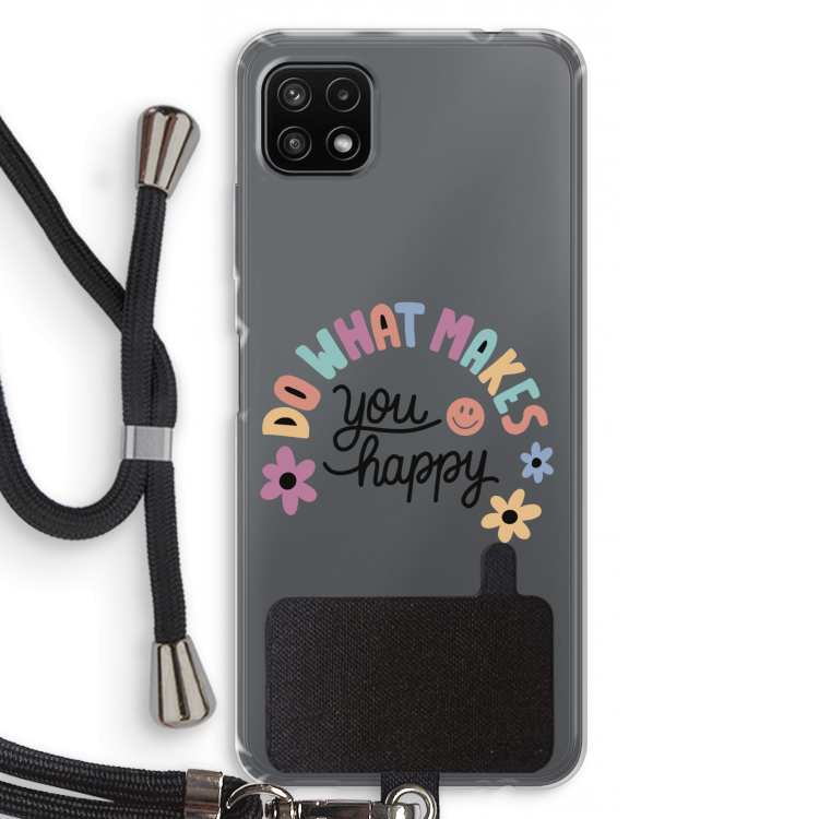 Happy days: Samsung Galaxy A22 5G Transparant Hoesje met koord