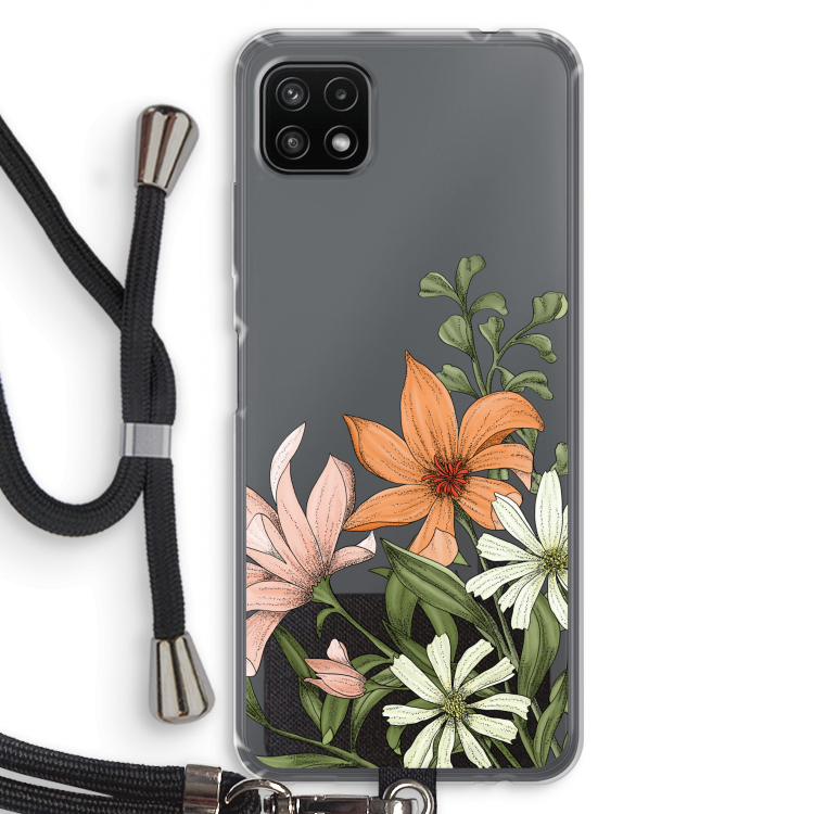 Floral bouquet: Samsung Galaxy A22 5G Transparant Hoesje met koord