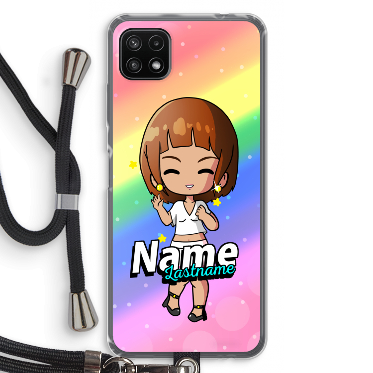 Chibi Maker vrouw: Samsung Galaxy A22 5G Transparant Hoesje met koord