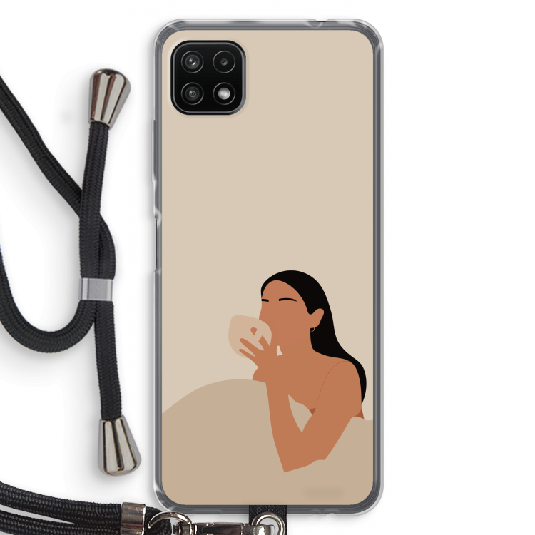 Fresh coffee: Samsung Galaxy A22 5G Transparant Hoesje met koord
