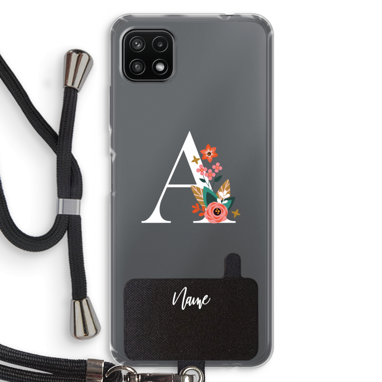 Pink Bouquet: Samsung Galaxy A22 5G Transparant Hoesje met koord