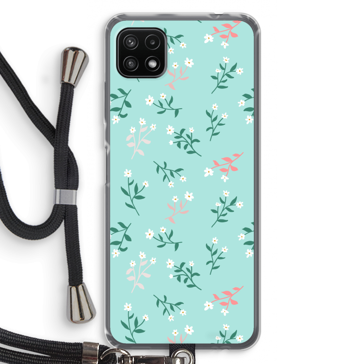Small white flowers: Samsung Galaxy A22 5G Transparant Hoesje met koord