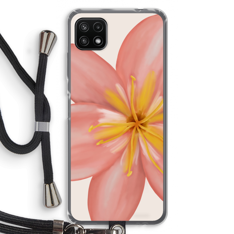 Pink Ellila Flower: Samsung Galaxy A22 5G Transparant Hoesje met koord