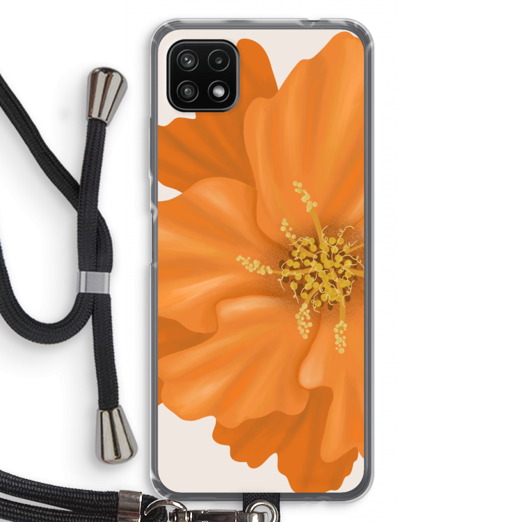 Orange Ellila flower: Samsung Galaxy A22 5G Transparant Hoesje met koord