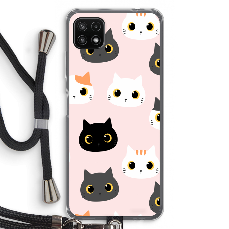 Katten: Samsung Galaxy A22 5G Transparant Hoesje met koord
