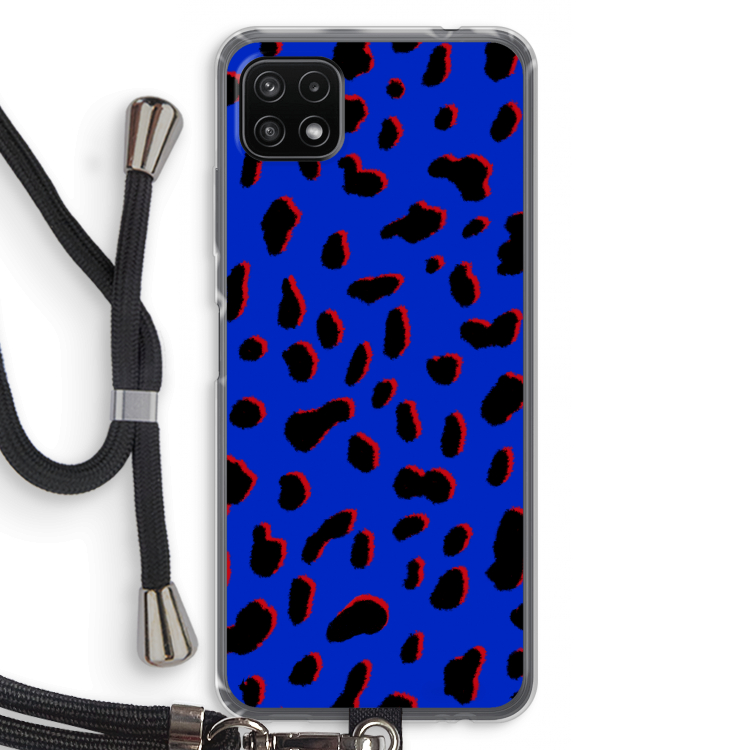 Blue Leopard: Samsung Galaxy A22 5G Transparant Hoesje met koord