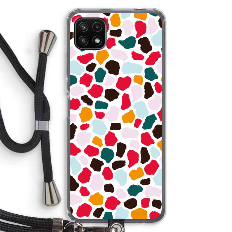Colored Giraffe: Samsung Galaxy A22 5G Transparant Hoesje met koord