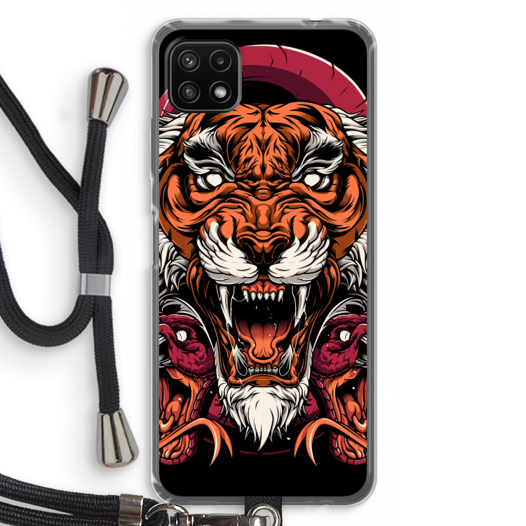 Tiger and Rattlesnakes: Samsung Galaxy A22 5G Transparant Hoesje met koord