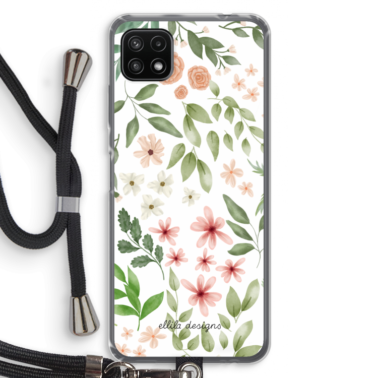 Botanical sweet flower heaven: Samsung Galaxy A22 5G Transparant Hoesje met koord