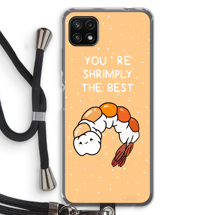 You're Shrimply The Best: Samsung Galaxy A22 5G Transparant Hoesje met koord