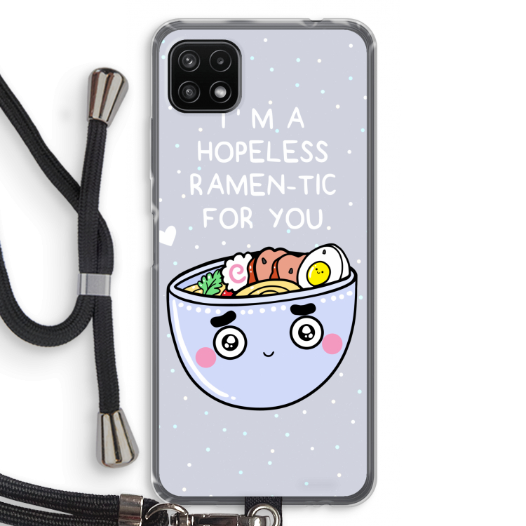 I'm A Hopeless Ramen-Tic For You: Samsung Galaxy A22 5G Transparant Hoesje met koord