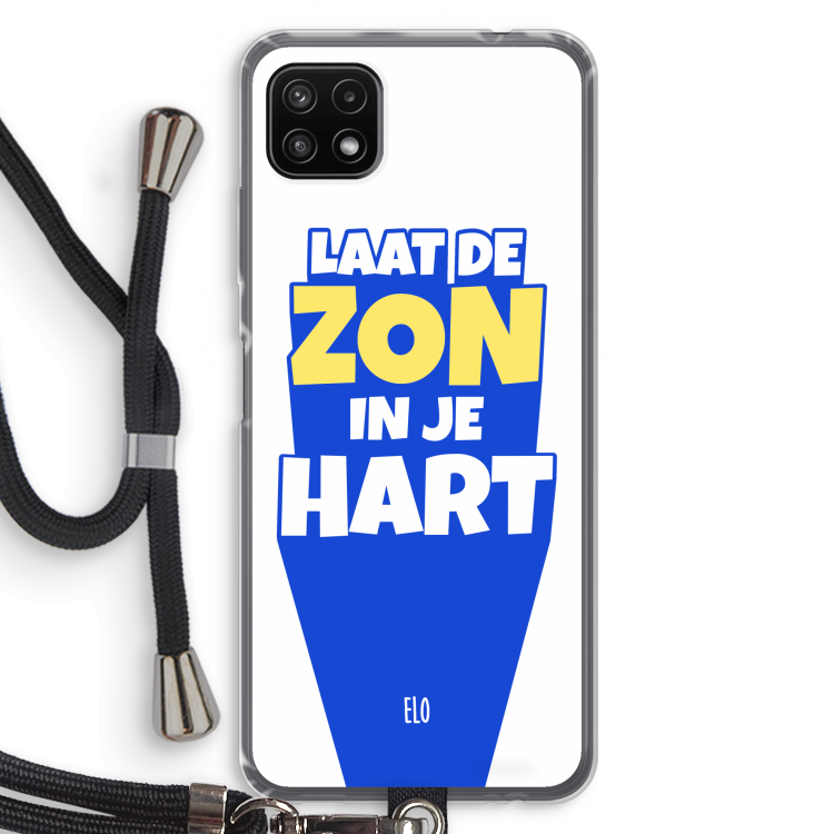Laat de zon in je hart: Samsung Galaxy A22 5G Transparant Hoesje met koord