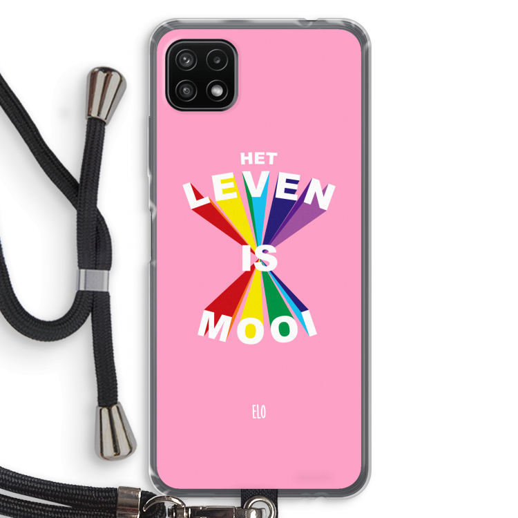Het Leven Is Mooi: Samsung Galaxy A22 5G Transparant Hoesje met koord