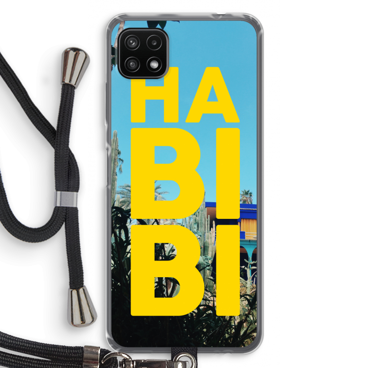 Habibi Majorelle : Samsung Galaxy A22 5G Transparant Hoesje met koord