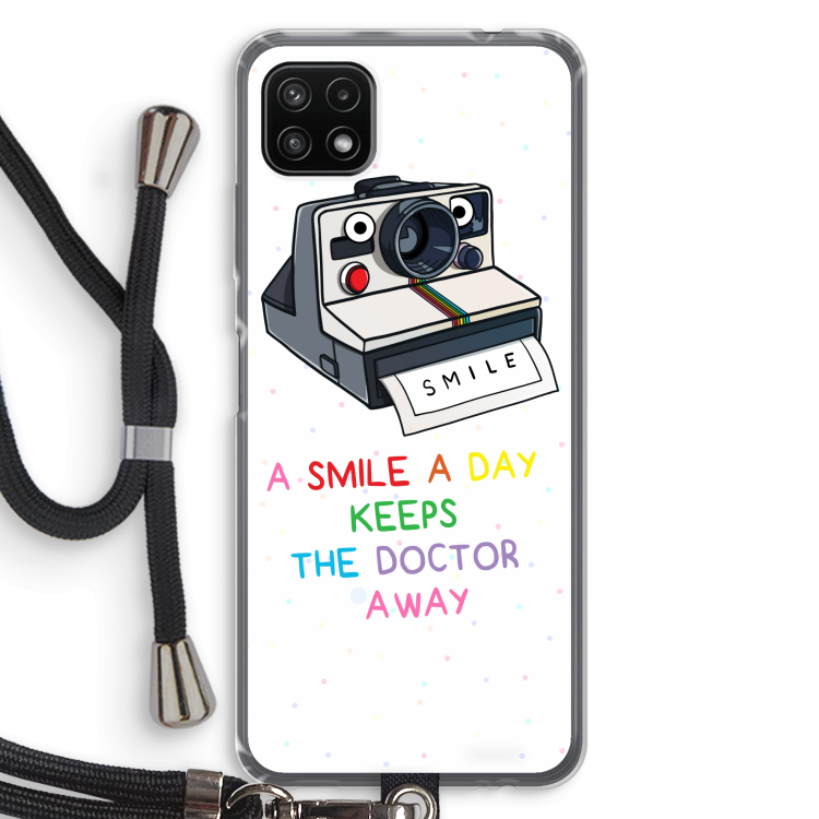 Smile: Samsung Galaxy A22 5G Transparant Hoesje met koord